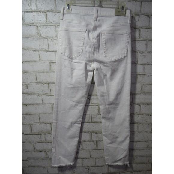 $168 Anthropologie Edwin Bree Destructed Jeans in Optic White 25 NEW - Picture 9 of 12